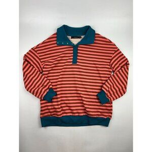 Zesica Women's S Striped 1/4 Snap Sweat Shirt